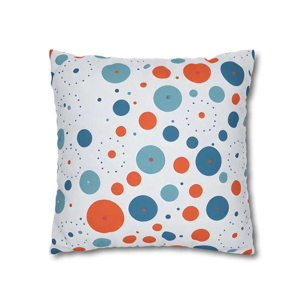Blue/Orange Polka Dots Spun Polyester Square Pillowcase