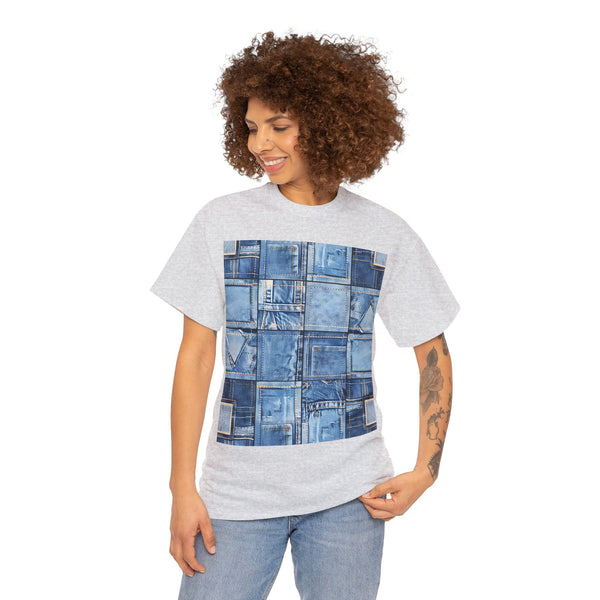 "Denim Patch" Plus Size Women Heavy Cotton Tee