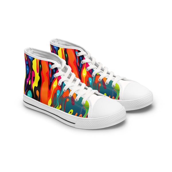 Graffiti Denim Patch Women's High Top Sneakers