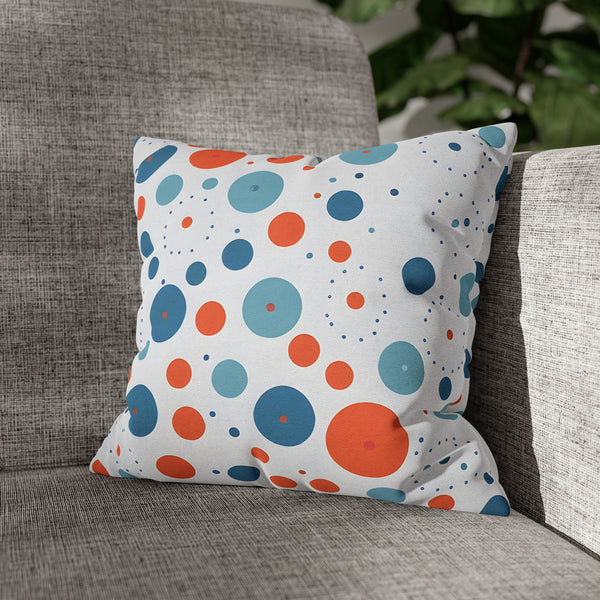 Blue/Orange Polka Dots Spun Polyester Square Pillowcase