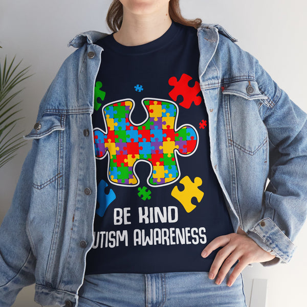 Autism Awareness "Be Kind" Plus Size Women Heavy Cotton Tee