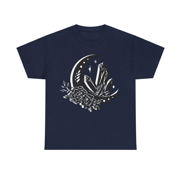 "Crystal, Flowers & Moon" Plus Size Women Heavy Cotton Tee T-shirt