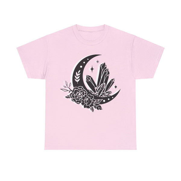 "Crystal, Flowers & Moon" Plus Size Women Heavy Cotton Tee T-shirt