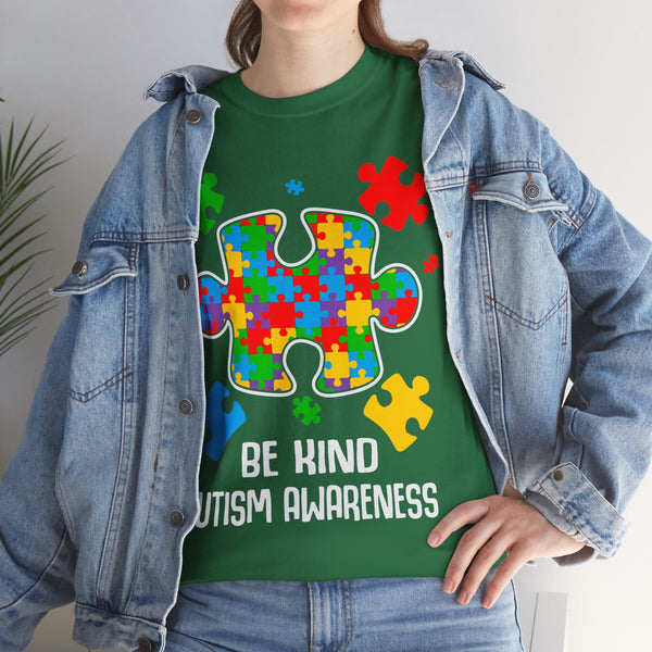 Autism Awareness "Be Kind" Plus Size Women Heavy Cotton Tee