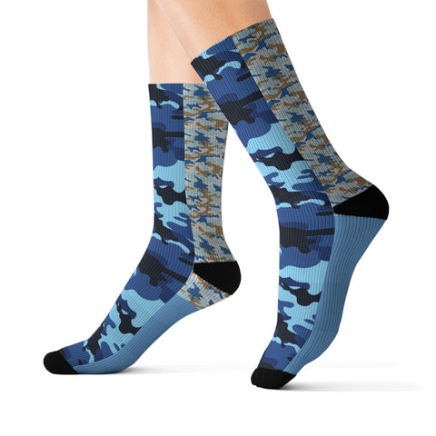Blue Camo Sublimation Woman Socks