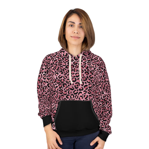Pink Cheetah Woman Pullover Hoodie