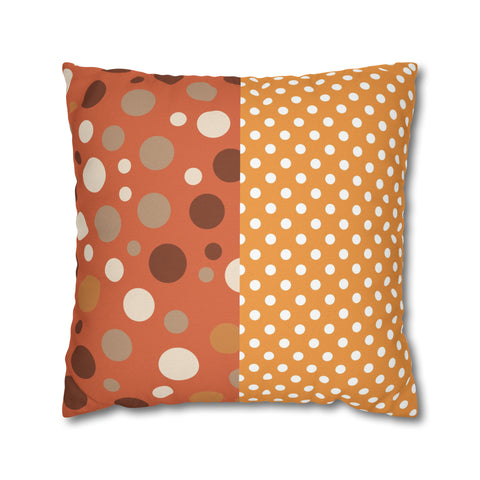 Large Warm Color Polka Dots Spun Polyester Square Throw Pillowcase