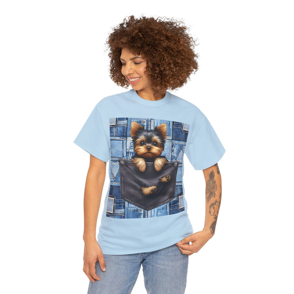 "Denim Dog Patch" Plus Size Women Heavy Cotton Tee T-shirt