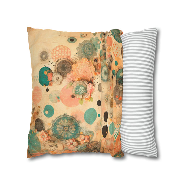 Vintage Polka Dots Spun Polyester Square Pillowcase