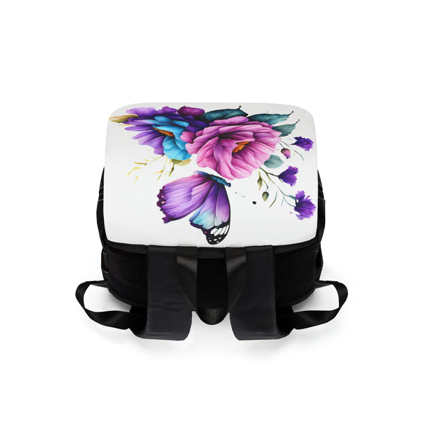Beautiful Butterfly Resting Woman Casual Shoulder Backpack