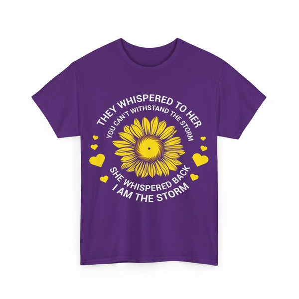 "They Whispered To Her" Woman Crewneck T-Shirt: Focus on the Good - Unisex Heavy Cotton Tee