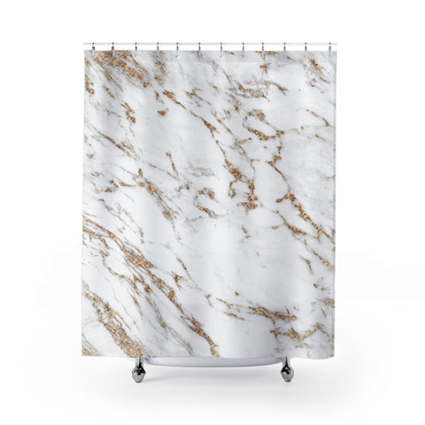 Marble White/Gold Shower Curtains