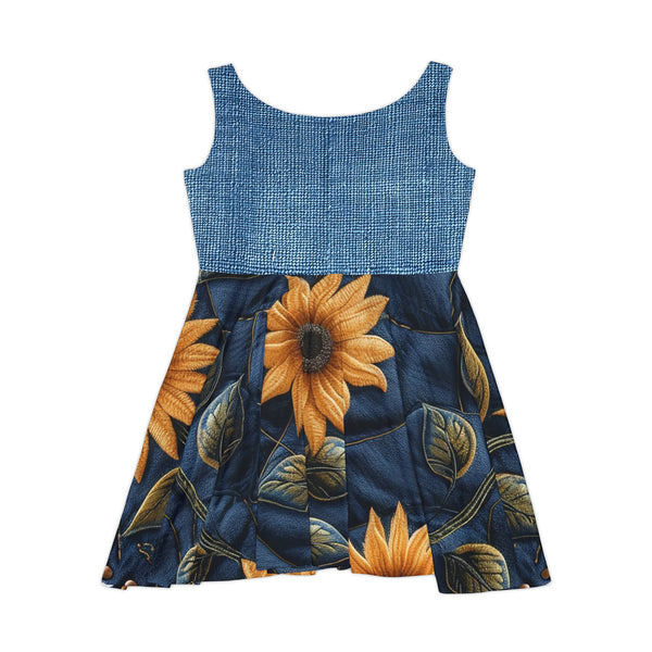 Denim Sunflower Women's Skater Dress