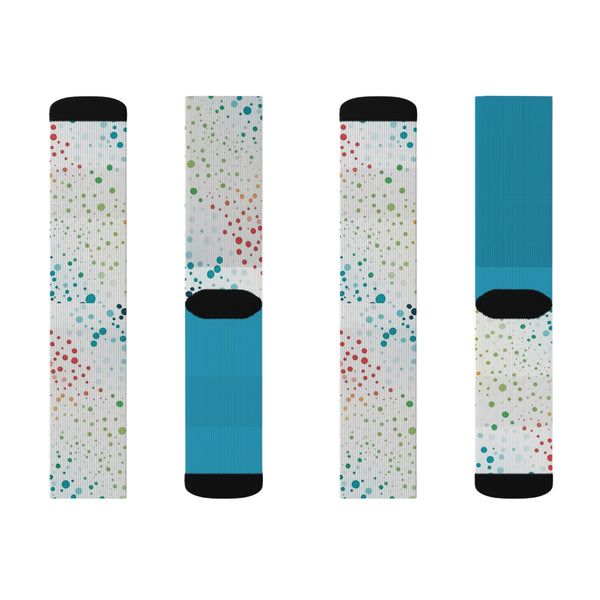 Teal/White Polka Dots Sublimation Woman Socks