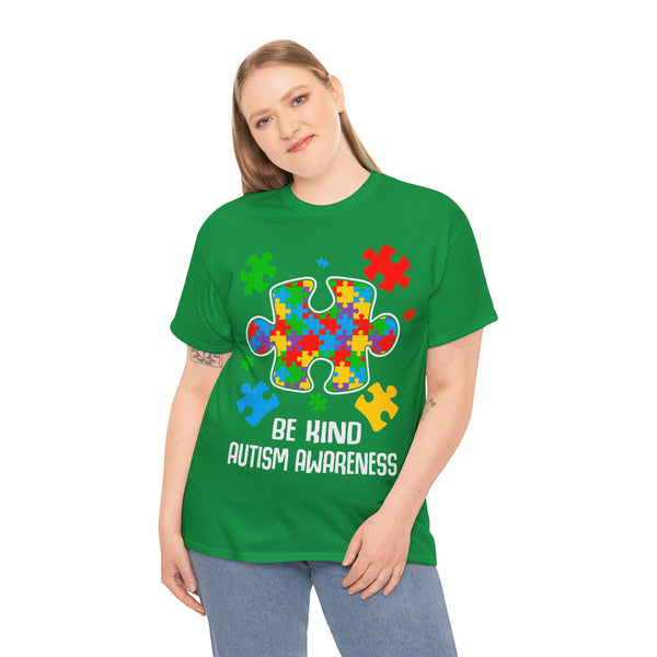 Autism Awareness "Be Kind" Plus Size Women Heavy Cotton Tee