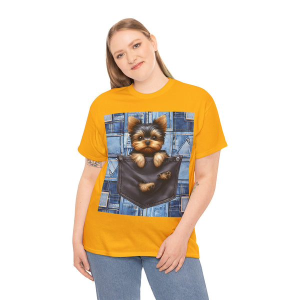"Denim Dog Patch" Plus Size Women Heavy Cotton Tee T-shirt