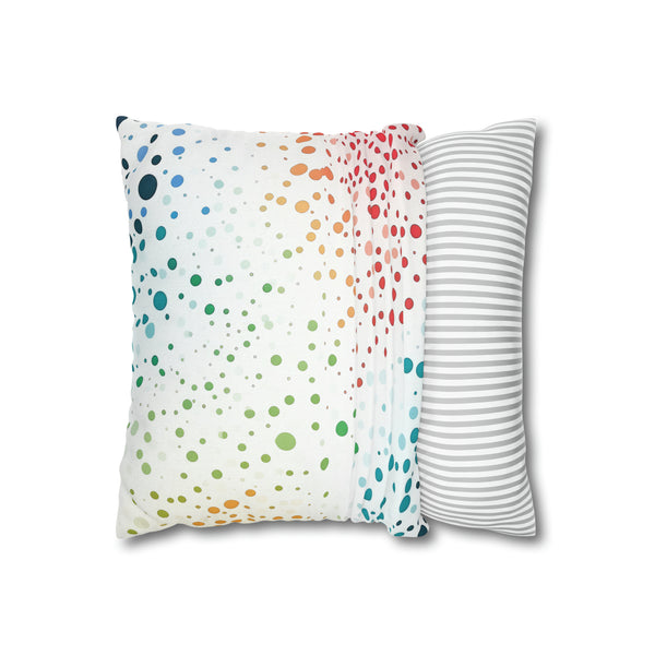 White Polka Dots Spun Polyester Square Pillowcase