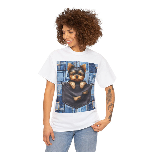"Denim Dog Patch" Plus Size Women Heavy Cotton Tee T-shirt
