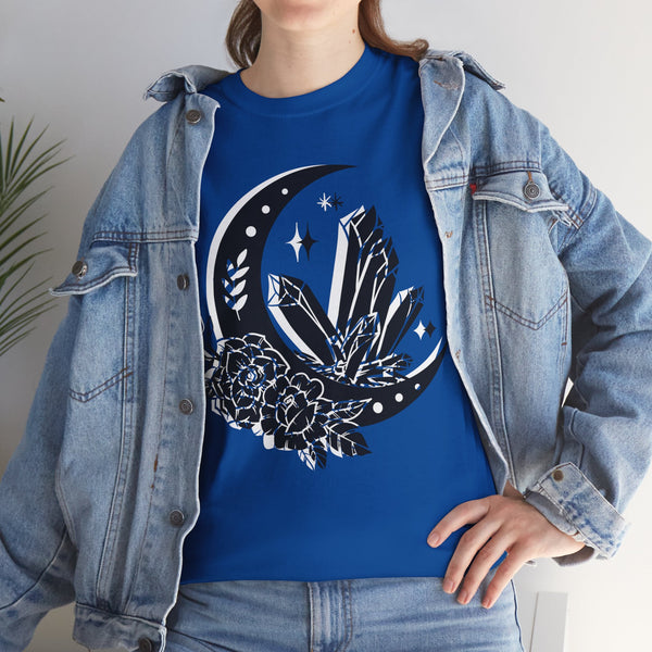 "Crystal, Flowers & Moon" Plus Size Women Heavy Cotton Tee T-shirt