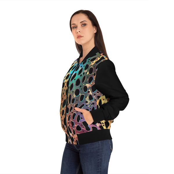 Leopard Gold Women's Bomber Jacket