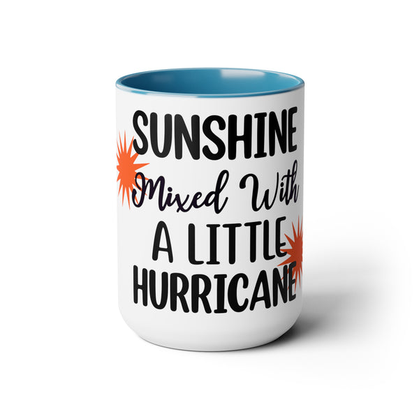 "Sunshine Mixed With A Little Hurricane" Mother's Day Two-Tone Coffee Mugs Cup, 15oz