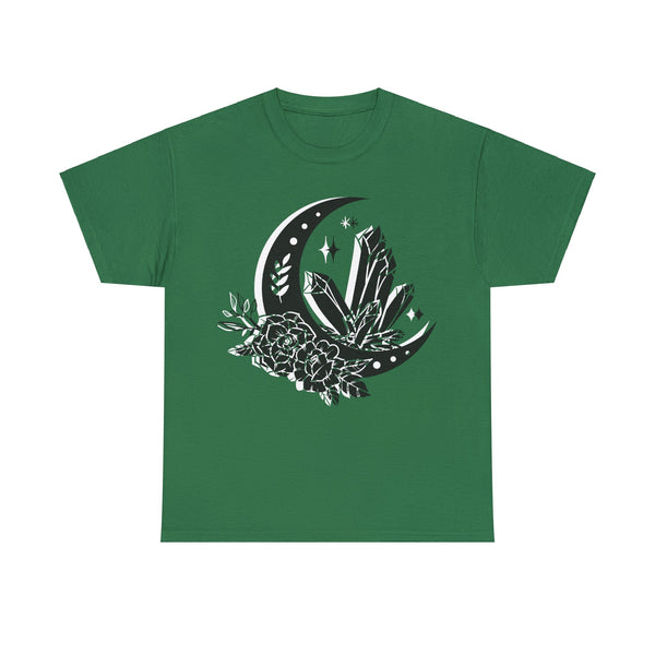 "Crystal, Flowers & Moon" Plus Size Women Heavy Cotton Tee T-shirt