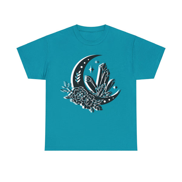 "Crystal, Flowers & Moon" Plus Size Women Heavy Cotton Tee T-shirt