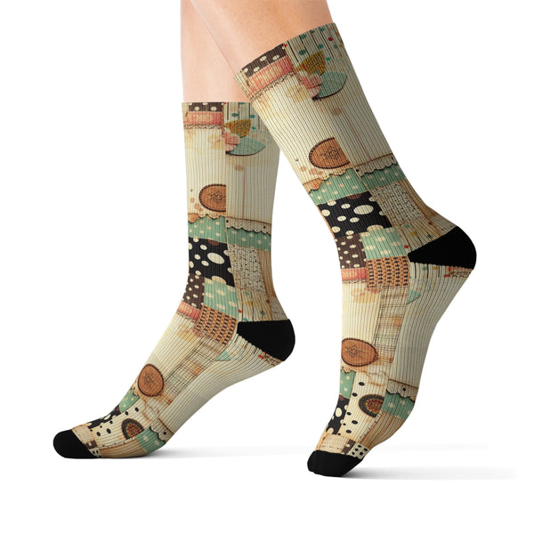 Vintage Polka Dots Sublimation Woman Socks
