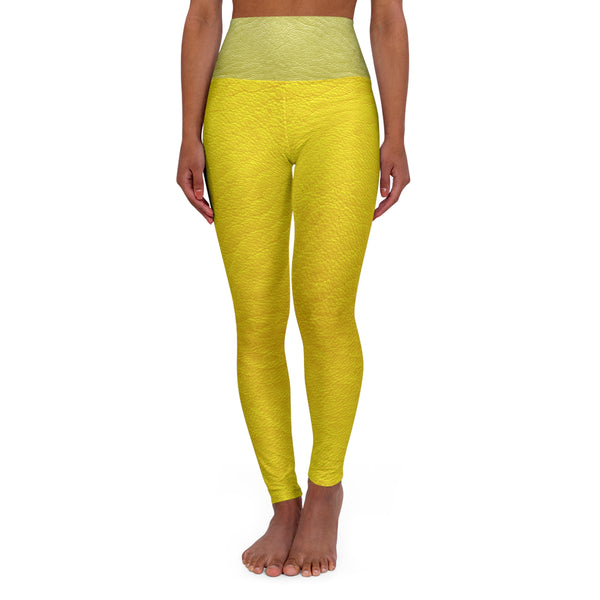 Yellow Faux Leather High Waisted Yoga Leggings