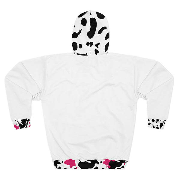 "I'm Not Clumsy the Floor Just Hates Me" Cow Print Woman's Pullover Hoodie