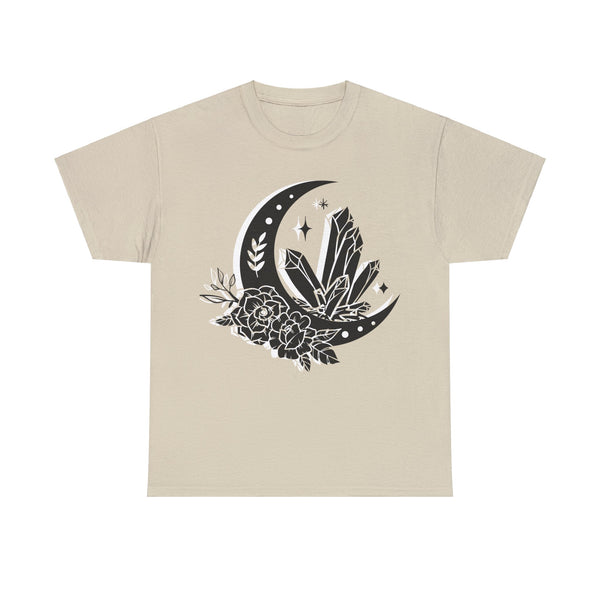 "Crystal, Flowers & Moon" Plus Size Women Heavy Cotton Tee T-shirt