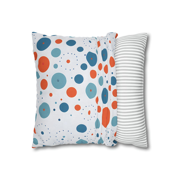 Blue/Orange Polka Dots Spun Polyester Square Pillowcase