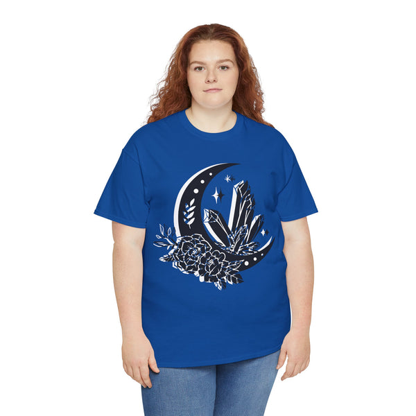 "Crystal, Flowers & Moon" Plus Size Women Heavy Cotton Tee T-shirt