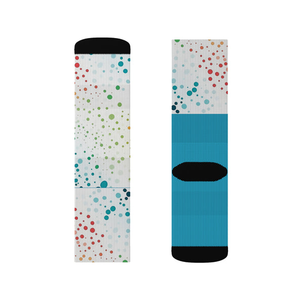 Teal/White Polka Dots Sublimation Woman Socks