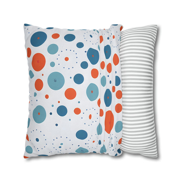 Blue/Orange Polka Dots Spun Polyester Square Pillowcase