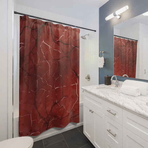 Red Marble Shower Curtains