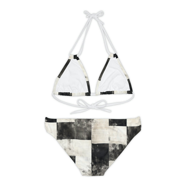 Black & White Checkered Strappy Bikini Set