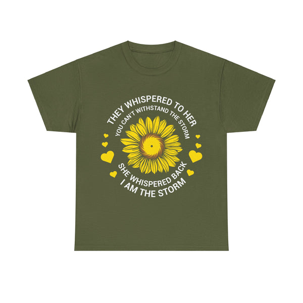 "They Whispered To Her" Woman Crewneck T-Shirt: Focus on the Good - Unisex Heavy Cotton Tee