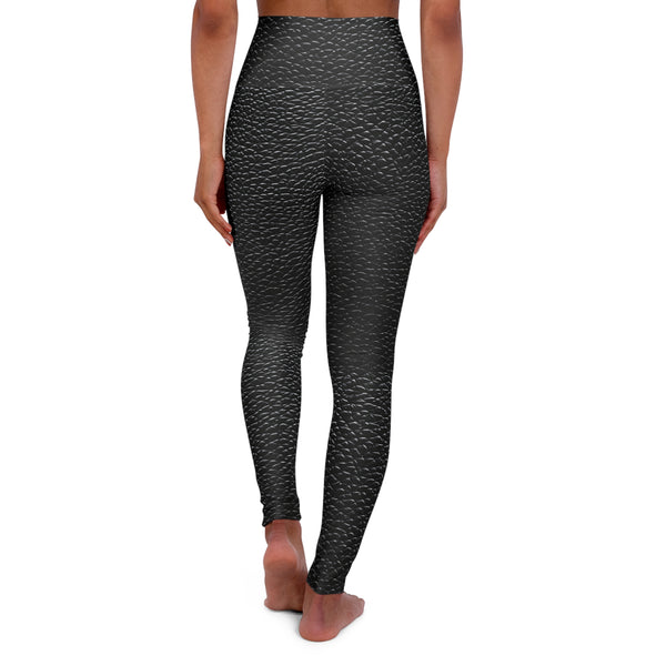 Black Faux Leather High Waisted Yoga Leggings