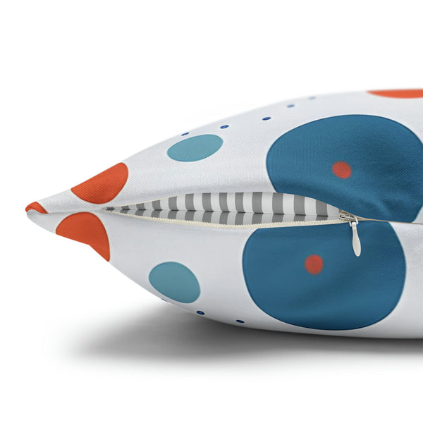 Blue/Orange Polka Dots Spun Polyester Square Pillowcase