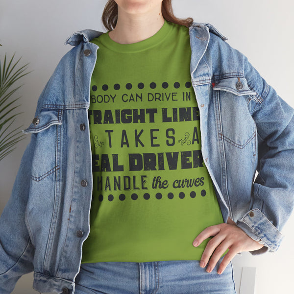Anyone can Drive, Not handle Curves Plus Size Women Heavy Cotton Tee
