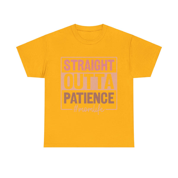 "Straight Outta Patience - Mom Life" Plus Size Women Heavy Cotton Tee T-Shirt