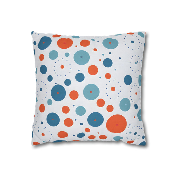 Blue/Orange Polka Dots Spun Polyester Square Pillowcase