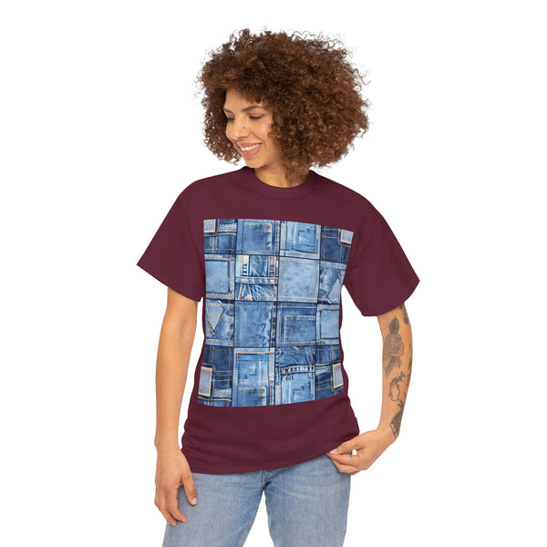 "Denim Patch" Plus Size Women Heavy Cotton Tee