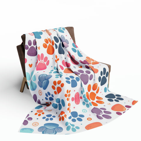 Cute Dog Paw Print Arctic Fleece Throw Blanket