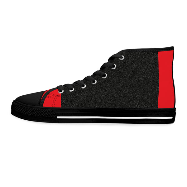 Heart Red /Black Women's High Top Sneakers