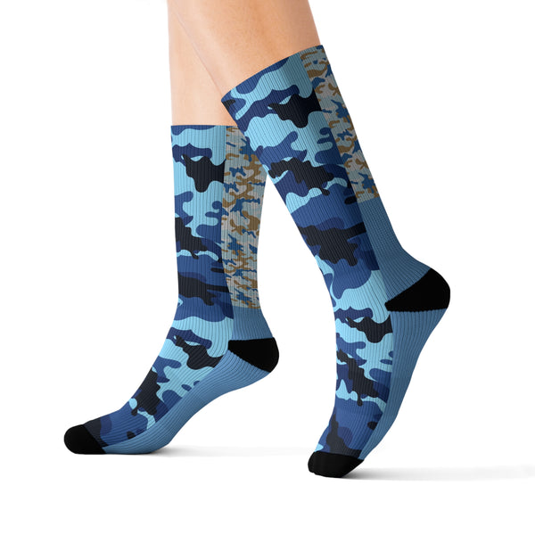Blue Camo Sublimation Woman Socks