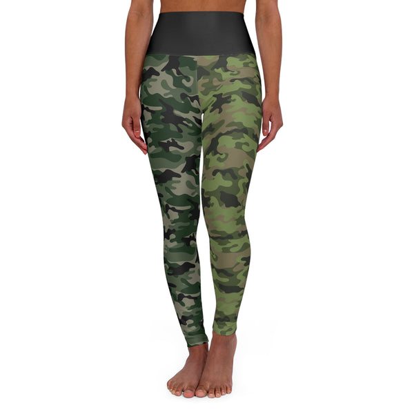 Green Camo Two Tone High Waisted Yoga Leggings