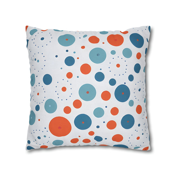 Blue/Orange Polka Dots Spun Polyester Square Pillowcase