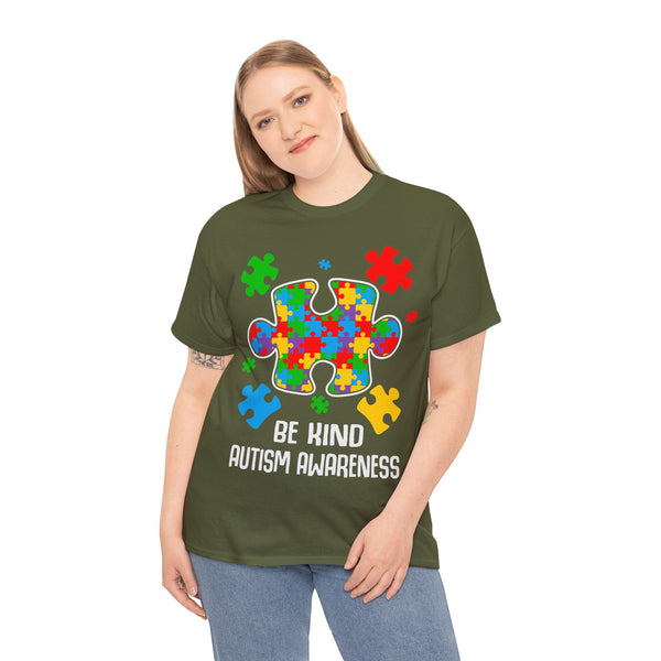 Autism Awareness "Be Kind" Plus Size Women Heavy Cotton Tee
